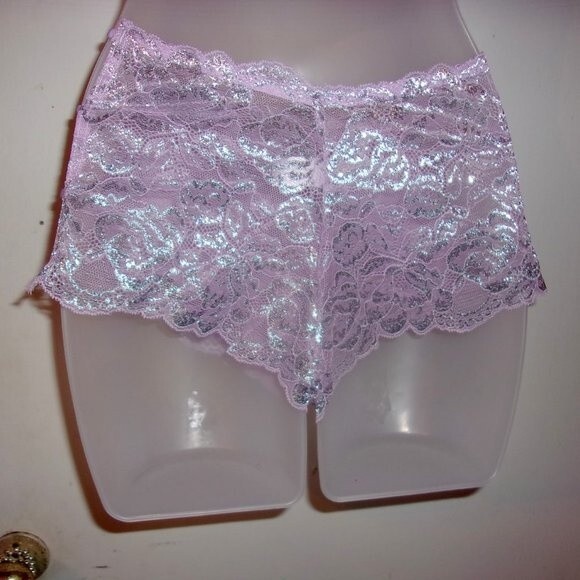 Youmita 40C Lavender Mist Metallic Lace Bra & XL Coordinating Boyshort NWT - Picture 10 of 12